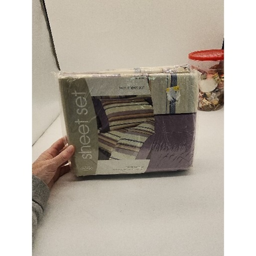 Vintage Home Target Brand Twin  Sheet Set Purple Stripe 2001 NEW NOS